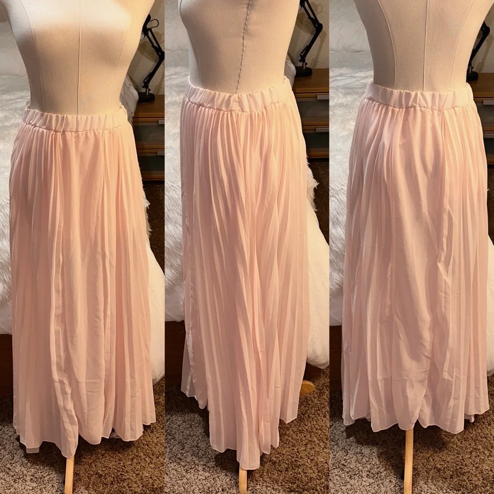 Don’t Ask Why American Eagle | Accordion Pleated Maxi Skirt Pink Sheer OS